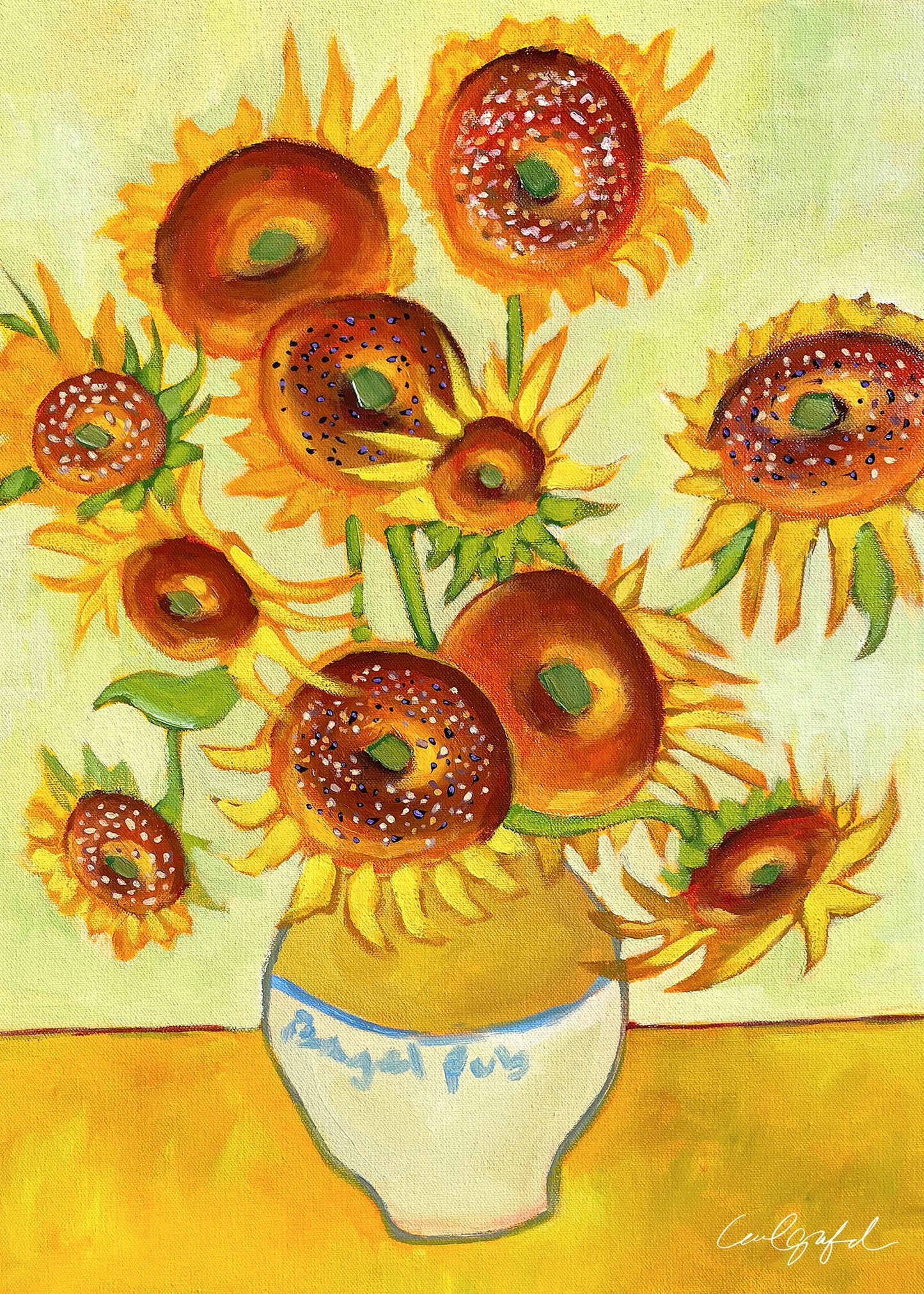 Bagel Sunflowers Print by Laurel Greenfield Art