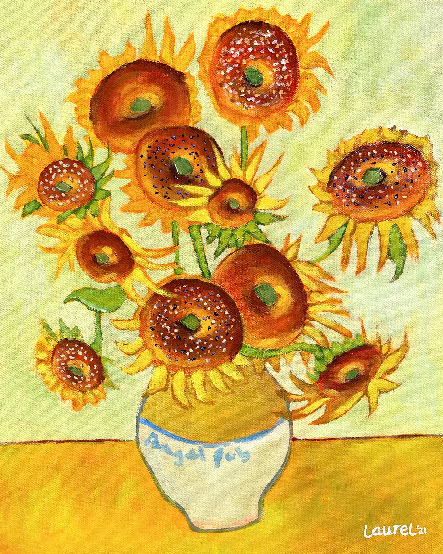 Bagel Sunflowers Canvas Print