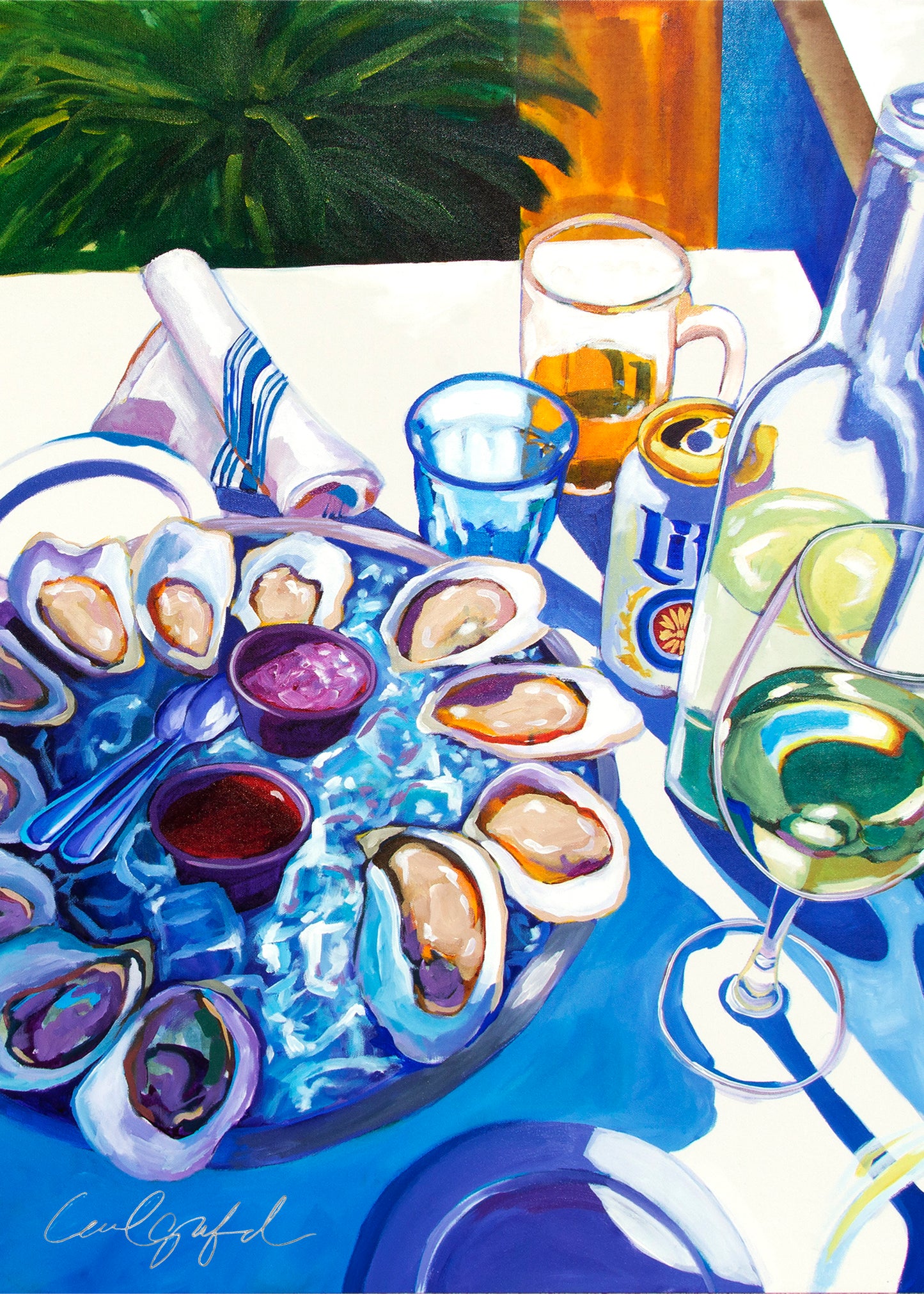 Brix and Brine (Oysters and Wine) Print by Laurel Greenfield