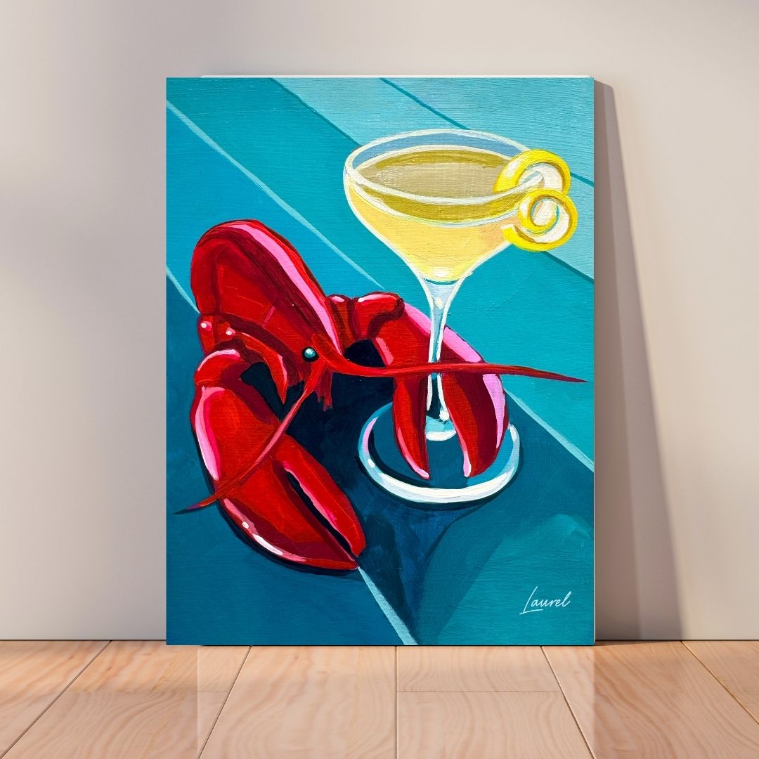 Lobster and Lemon Drop Martini Canvas Print