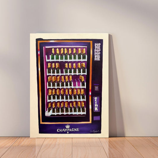 Champagne Vending Machine on Ivory canvas print