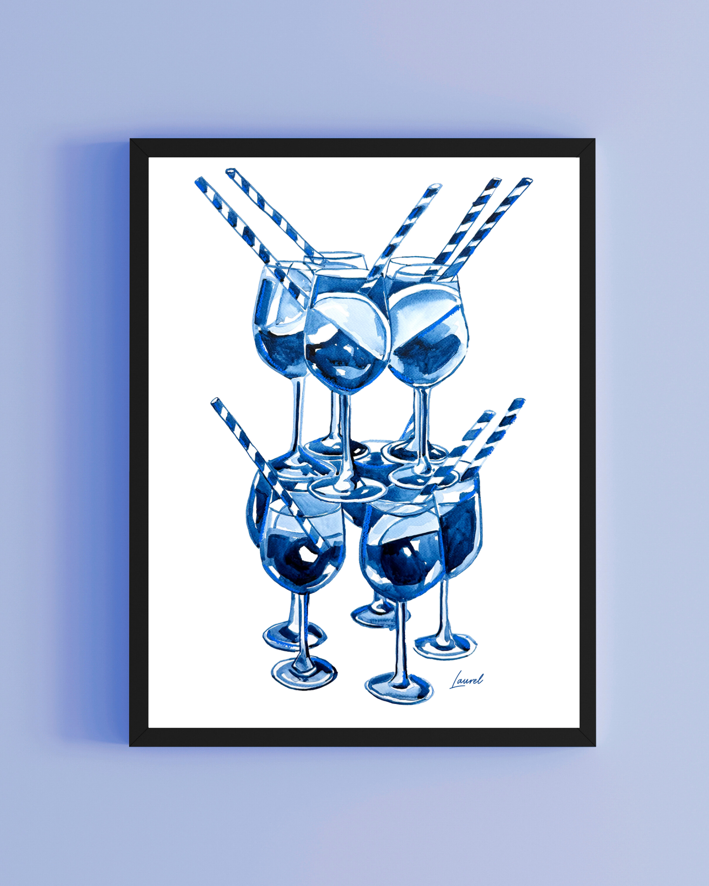 Aperol Spritz Blue Watercolor print