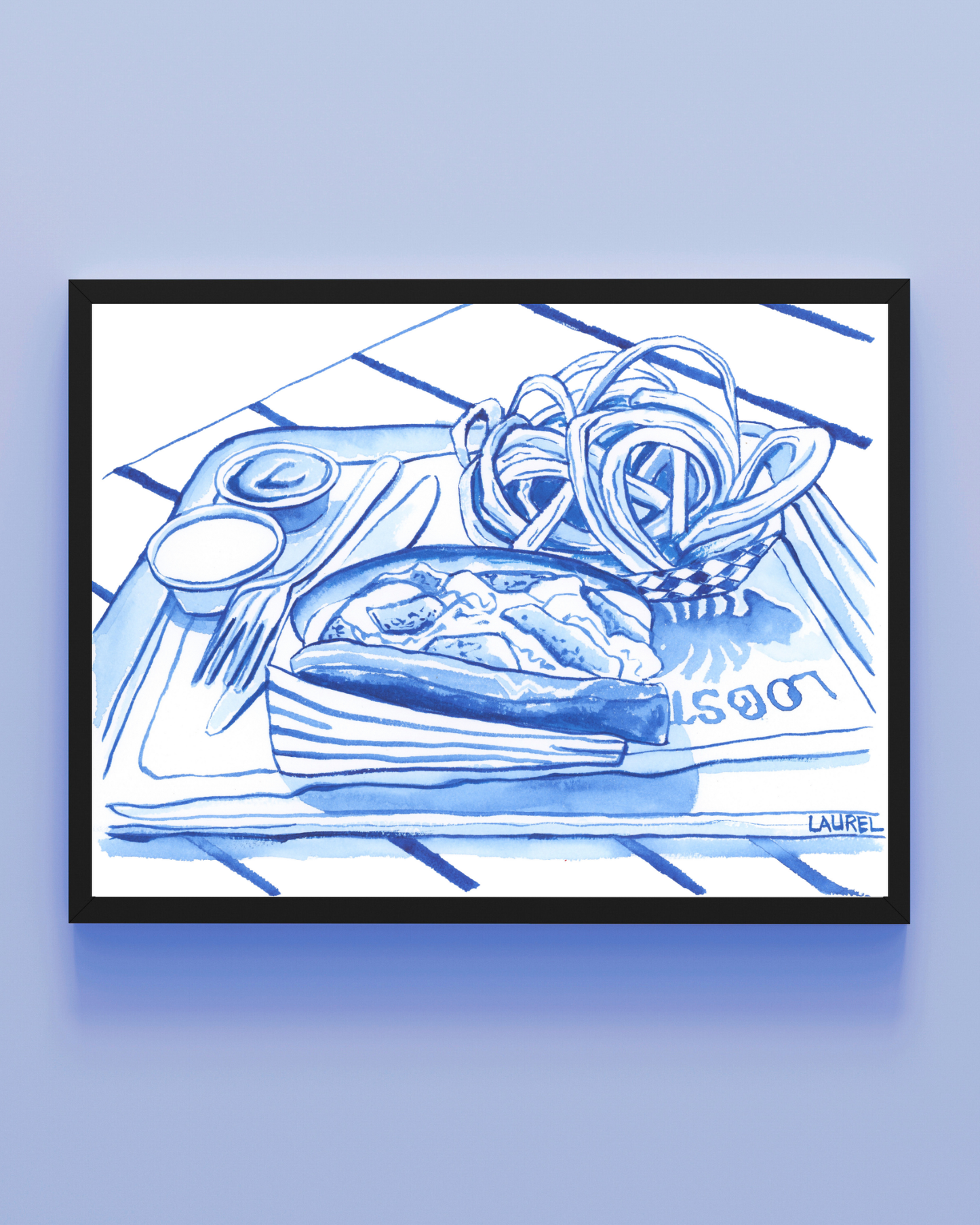 Lobster Roll and Onion Rings Blue print