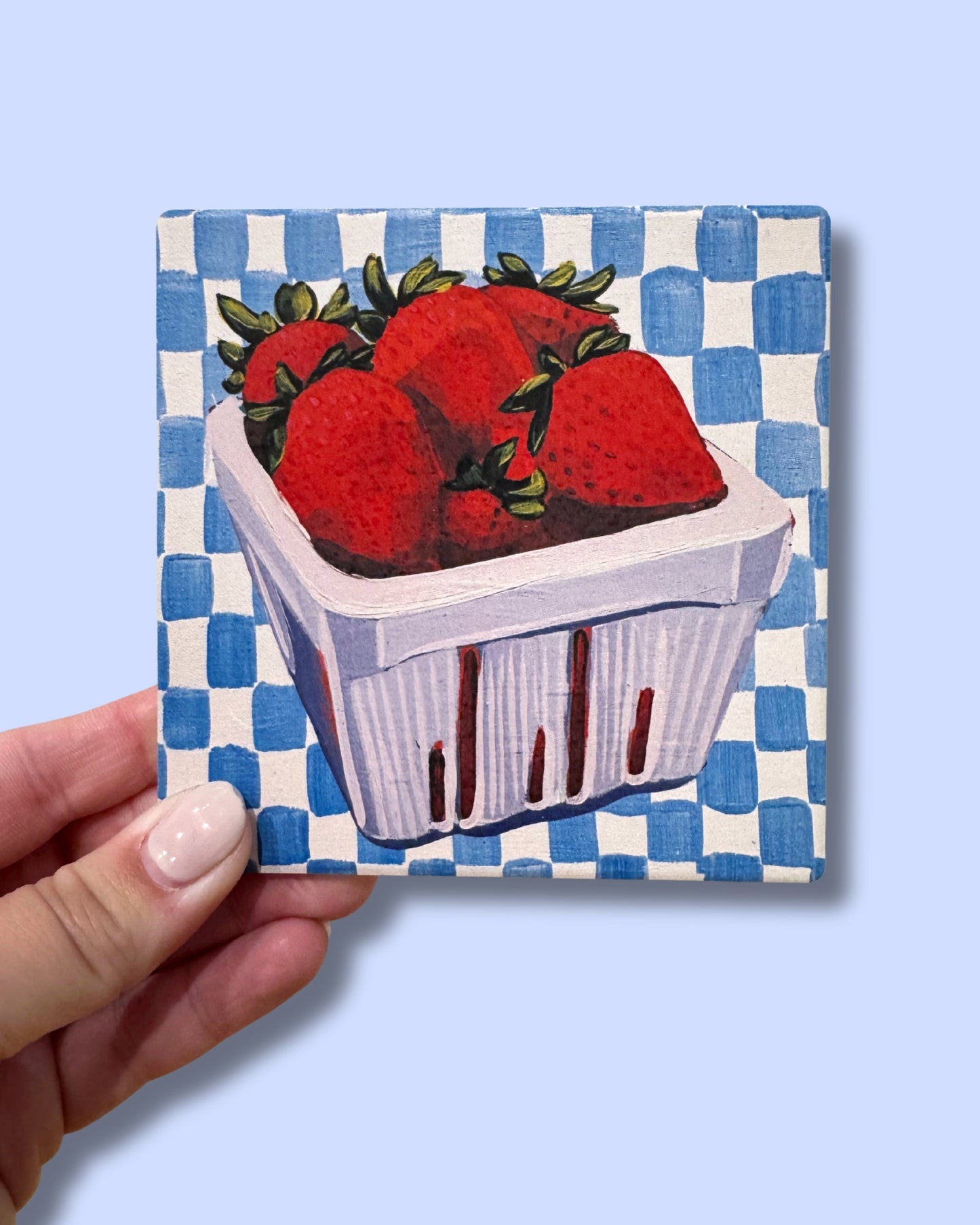 Strawberry Basket Ceramic Coaster - Coastal Housewarming Gift