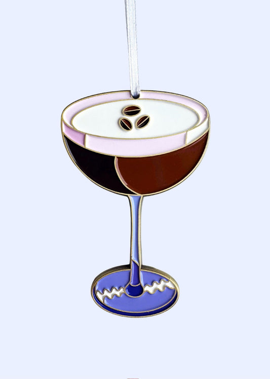 Espresso Martini Christmas Ornament - Enamel and Metal
