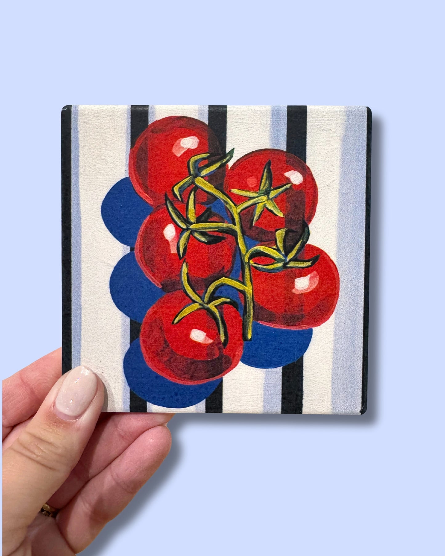 Striped Tomatoes Ceramic Coaster - Coastal Housewarming Gift