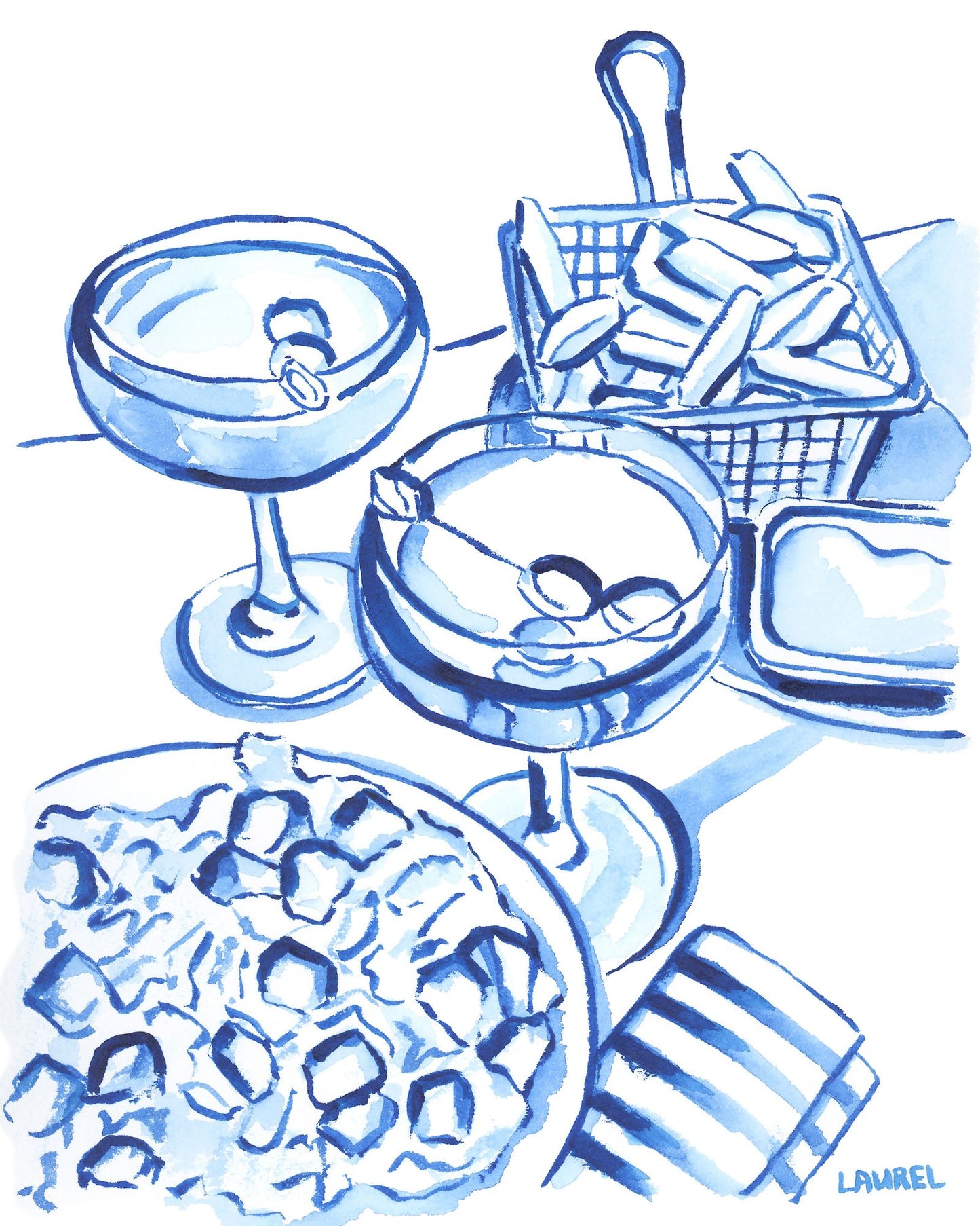 Girl Dinner Watercolor print