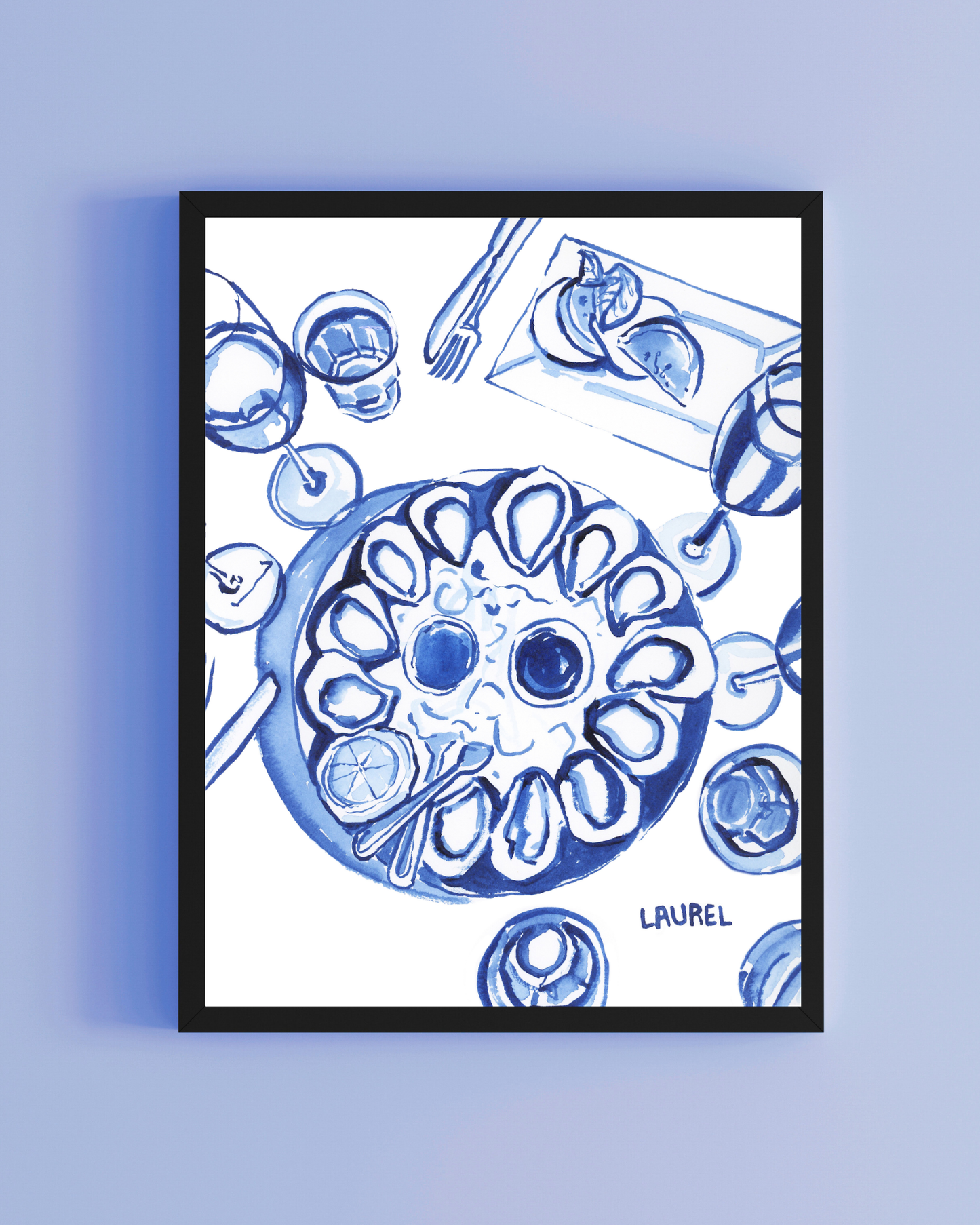 Oysters, Wine and Caprese print