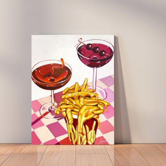 Cheese Fries and Drinks canvas print