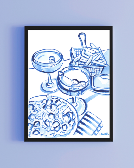 Girl Dinner Watercolor print