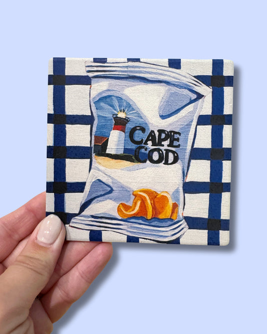 Cape Cod Chips Ceramic Coaster - Coastal Housewarming Gift