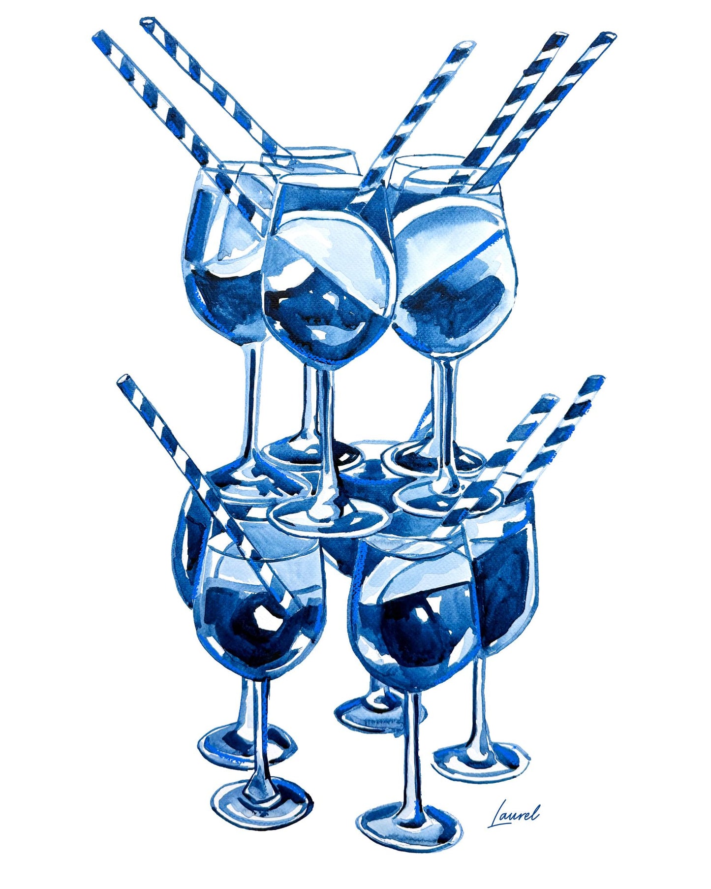Aperol Spritz Blue Watercolor print