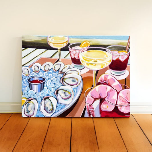 Oysters, Shrimp and Cocktails canvas print