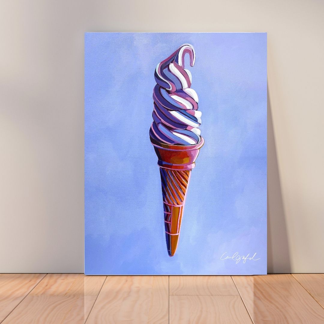 Pink and Purple Soft Serve Ice Cream canvas print