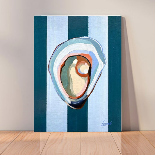 Oyster on Stripes Canvas Print