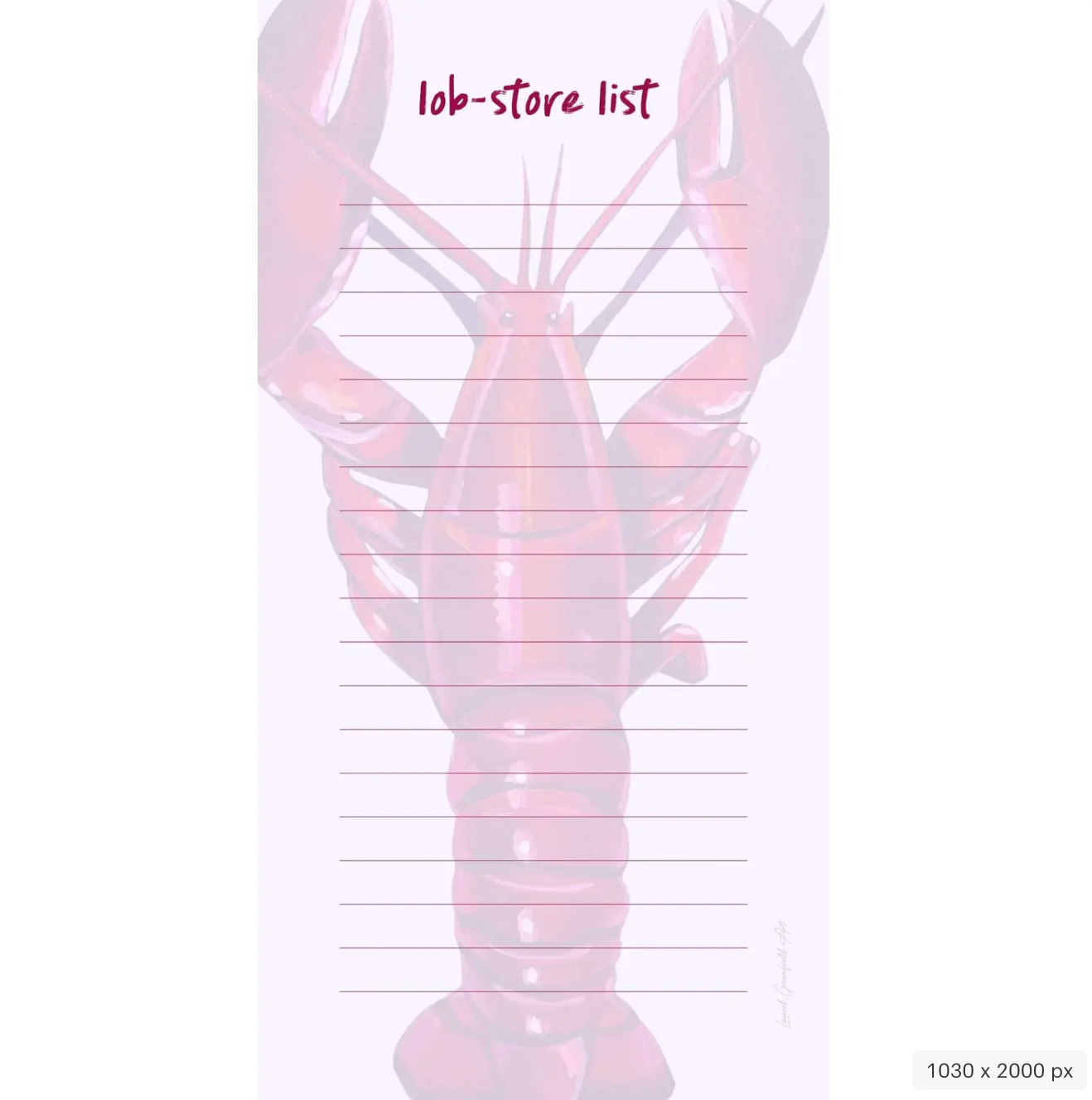 Lob-Store List- New England Lobster Grocery List Notepad