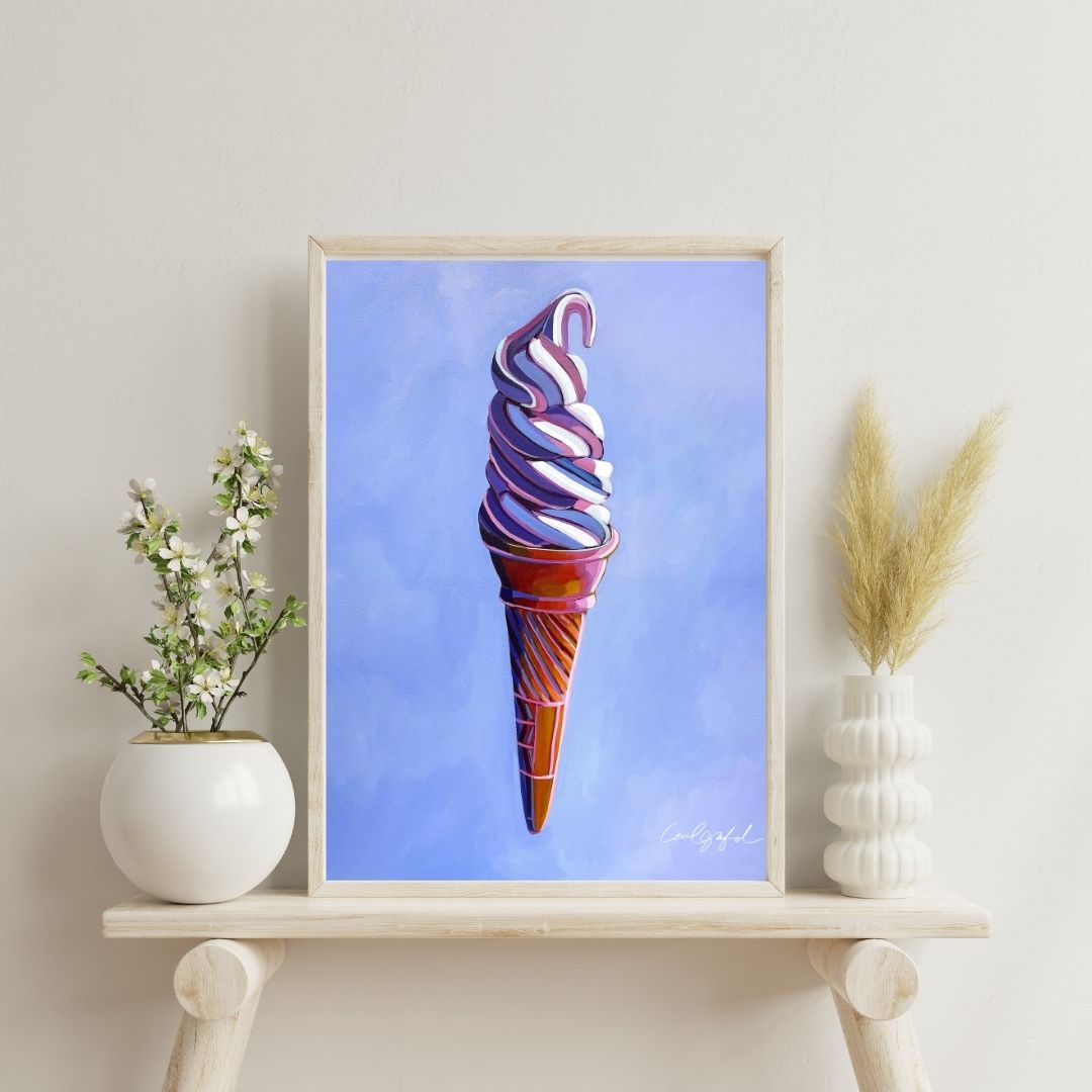 Purple and Pink Soft Serve Ice Cream print