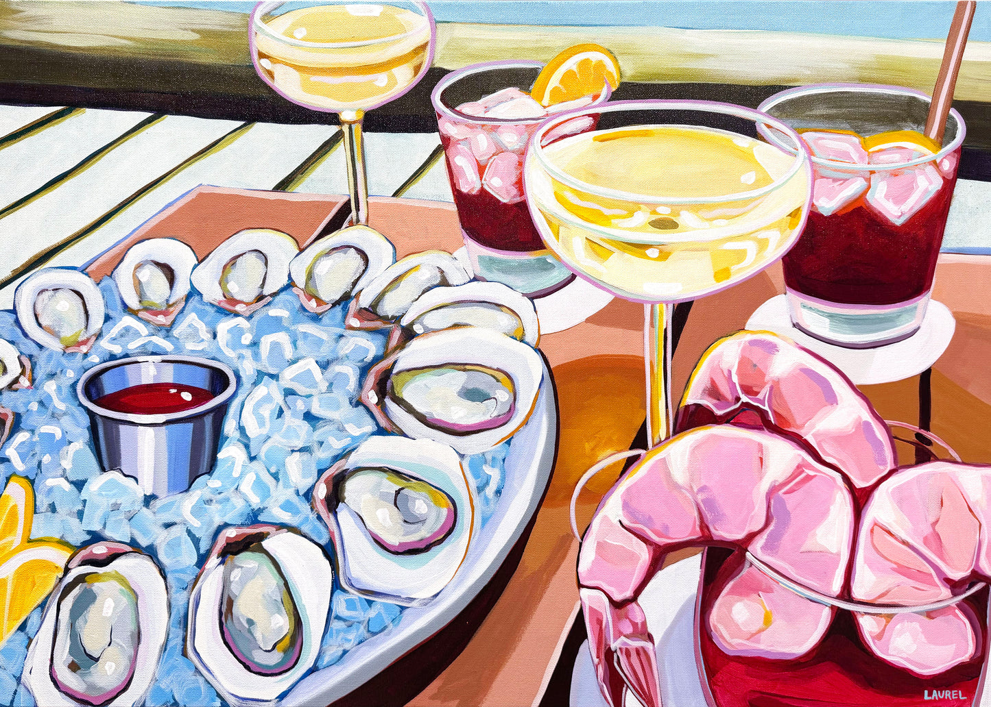 Oysters, Shrimp and Cocktails canvas print