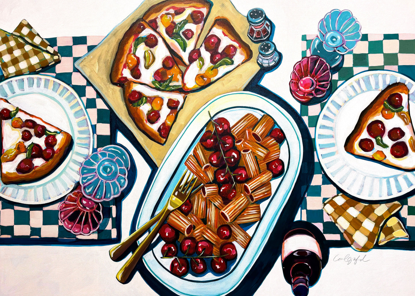 Pizza and Pasta Table Canvas Print